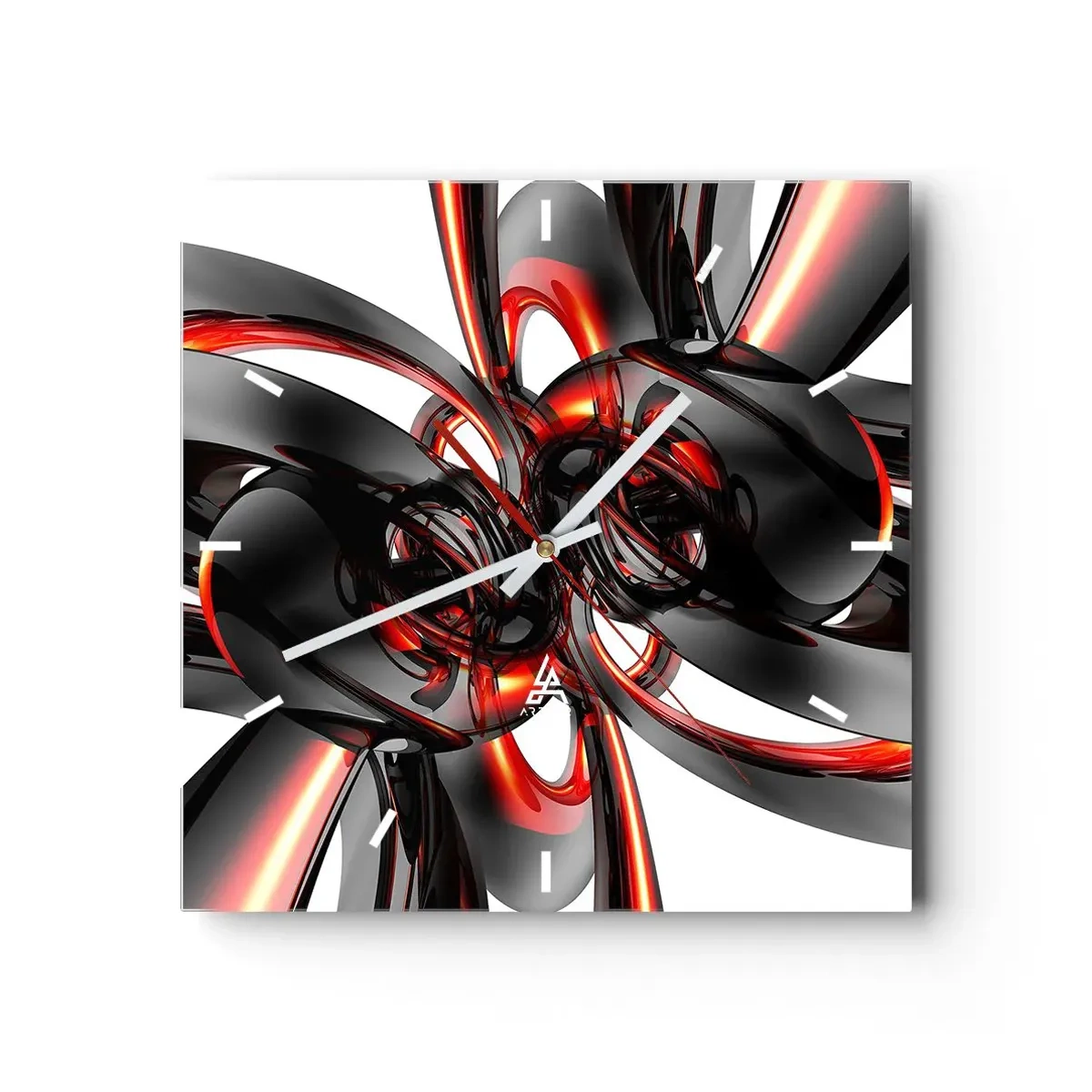 Horloge murale - Pendule murale - Mouvement de graphite et rouge - 40x40 cm
