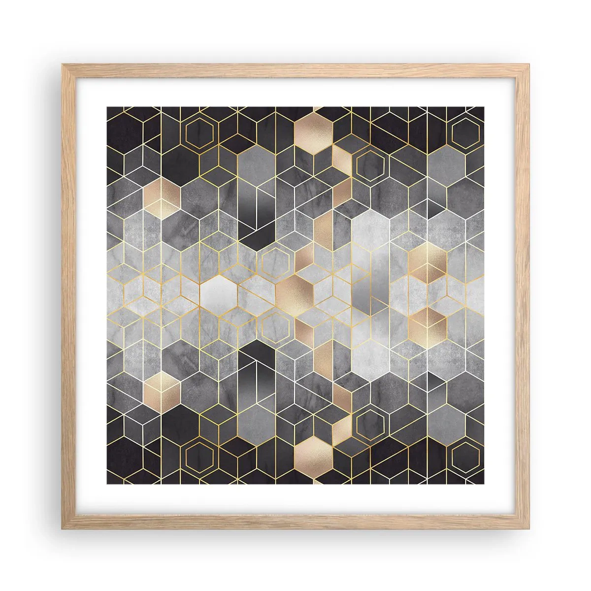Affiche dans un chêne clair - Poster - Composition de diamants - 50x50 cm