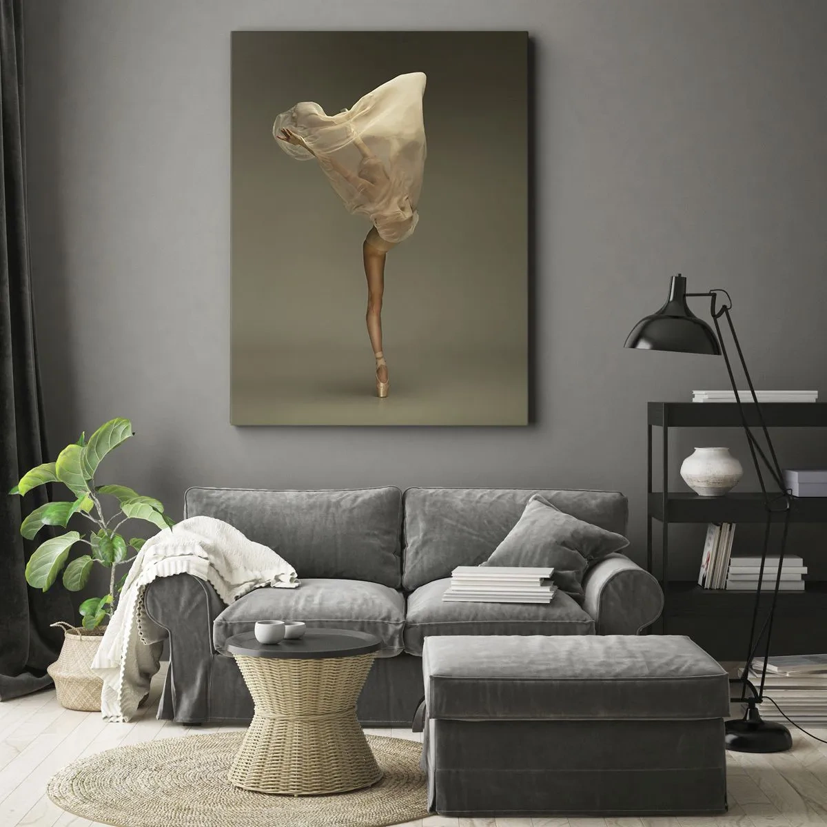 Impression sur toile - Image sur toile - Une danseuse flottant dans les airs avec du tissu - 70x100cm - Il va bientôt s'envoler - Décoration murale moderne pour le salon et la chambre ARTTOR