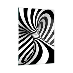 Impression sur verre - Image sur verre - Une spirale noire et blanche créant un effet spatial dynamique. - 50x70cm - Composition : espace de danse - Décoration murale moderne pour le salon et la chambre ARTTOR