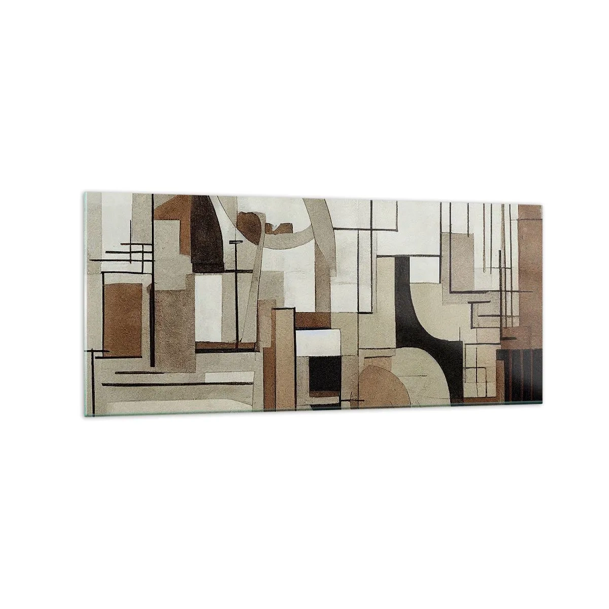 Impression sur verre - Image sur verre - Abstraction architecturale en beige et marron - 120x50cm - Paysage urbain 2.0 - Décoration murale moderne pour le salon et la chambre ARTTOR