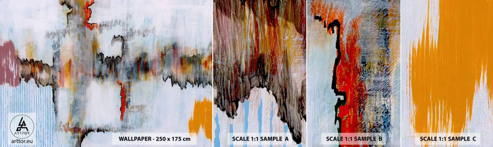 Échantillon de Papier Peint Autocollant Deluxe Sticker - Un bâton sur l'eau - Abstraction, Morceau, Modèle moderne - 100x30 cm