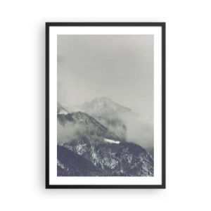 Affiche dans un cadre noir - Poster - Des montagnes brumeuses à l'atmosphère mystérieuse - 50x70cm - Vallée brumeuse - Décoration murale moderne pour le salon et la chambre ARTTOR