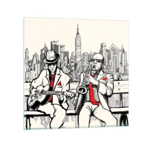 Impression sur verre - Image sur verre - improvisation new-yorkaise - 60x60 cm