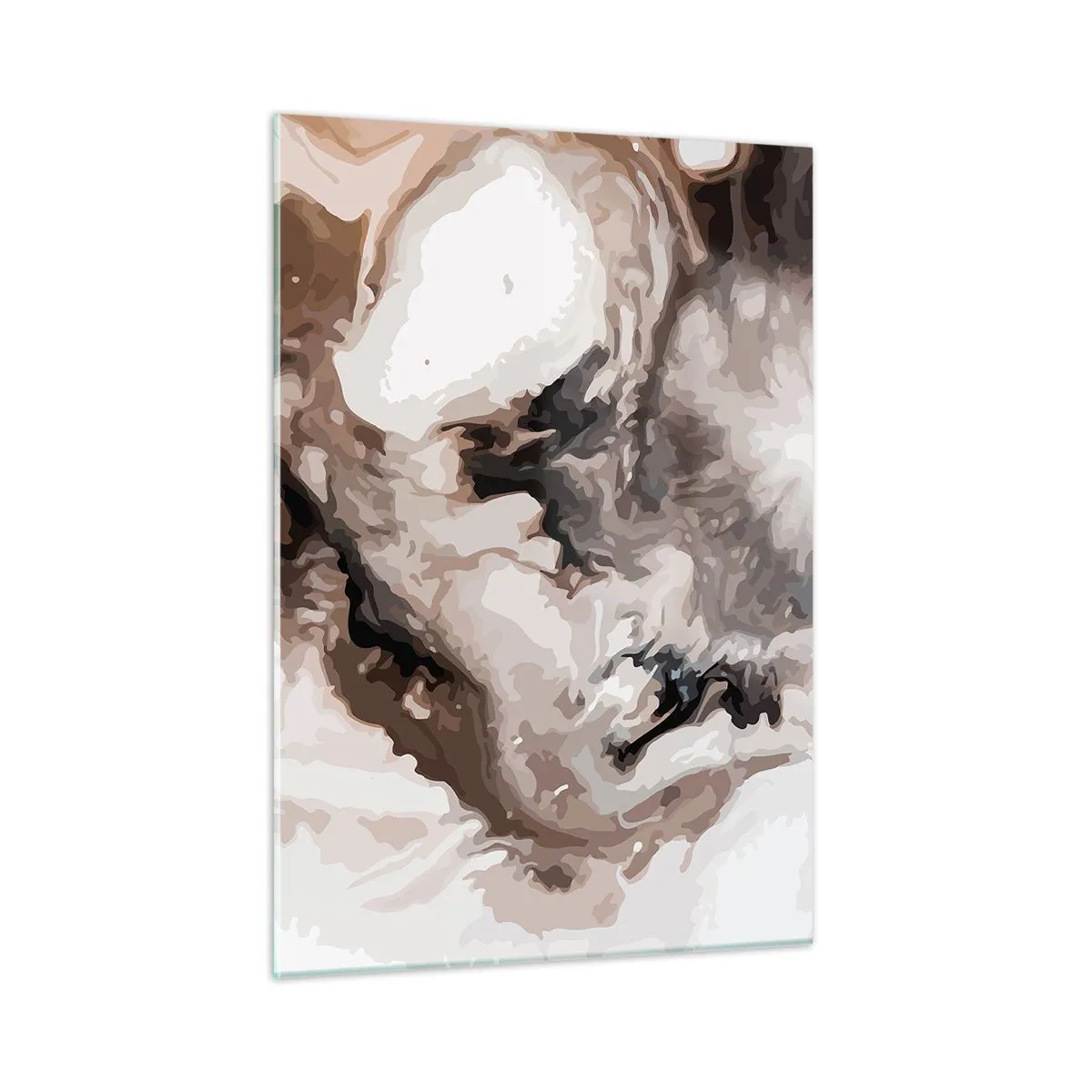 Impression sur verre - Image sur verre - Motif abstrait dans les tons de marron, beige et blanc - 50x70cm - La naissance d'une galaxie - Décoration murale moderne pour le salon et la chambre ARTTOR