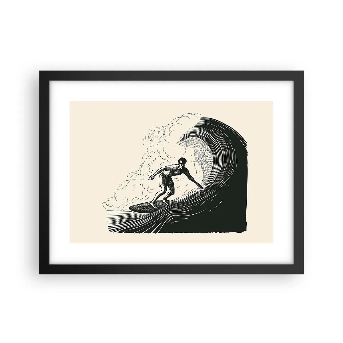 Affiche dans un cadre noir - Poster - Le roi de la vague - 40x30 cm