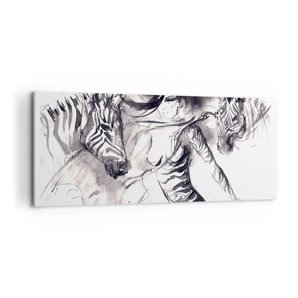Impression sur toile - Image sur toile - Danse avec les zèbres - 100x40 cm