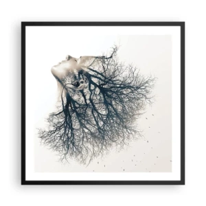 Affiche dans un cadre noir - Poster - Écouter le murmure des arbres - 60x60 cm