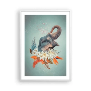 Affiche dans un cadre blanc - Poster - Un rugissement de joie - 50x70 cm