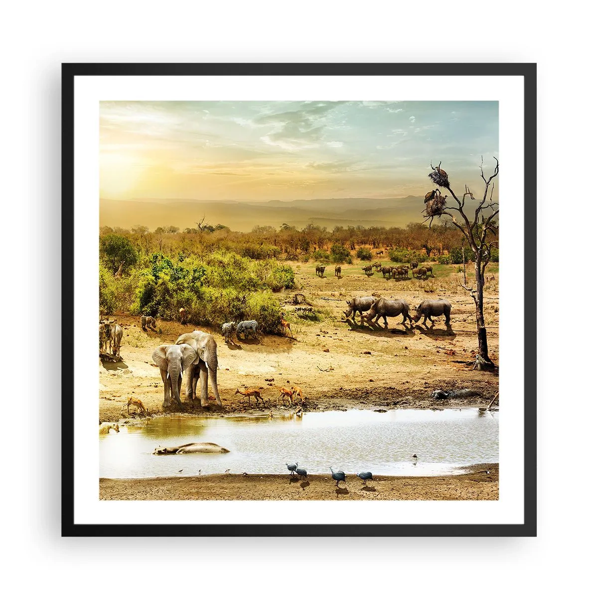 Affiche dans un cadre noir - Poster - "Et d'Eden coulait une rivière..." - 60x60 cm