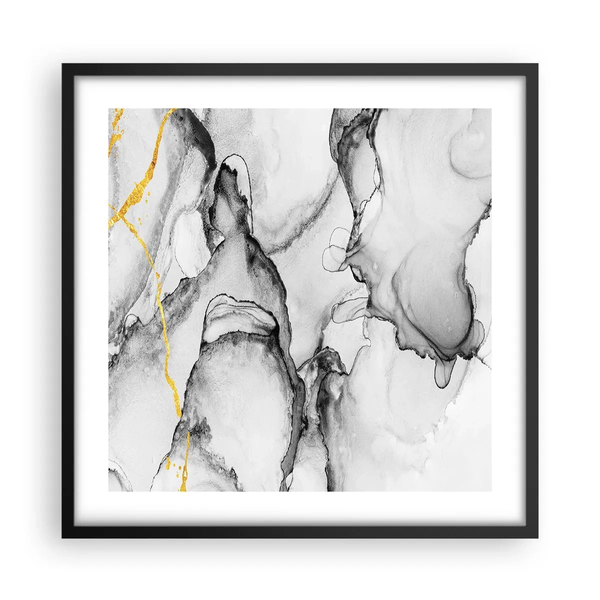 Affiche dans un cadre noir - Poster - Composition à motif or - 50x50 cm