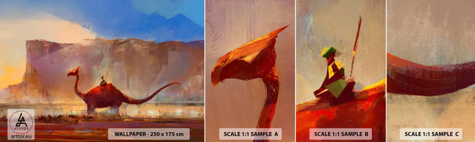 Échantillon De Papier Peint Standard Eco - S'ils n'avaient pas disparu - Abstraction, Dinosaure, Fantaisie - 100x30 cm