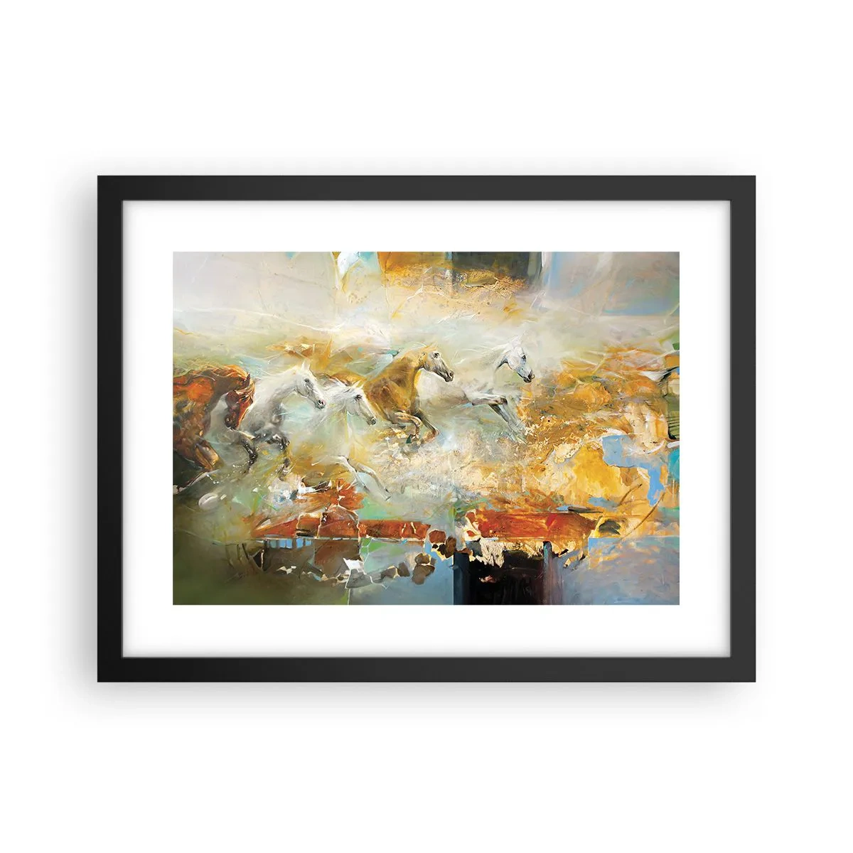 Affiche dans un cadre noir - Poster - Au galop vers la lumière - 40x30 cm