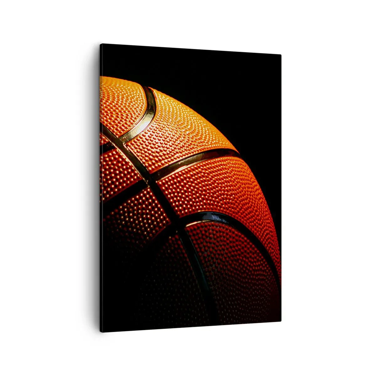 Impression sur toile - Image sur toile - Gros plan d'un ballon de basket sur fond noir - 50x70cm - Belle comme une planète - Décoration murale moderne pour le salon et la chambre ARTTOR