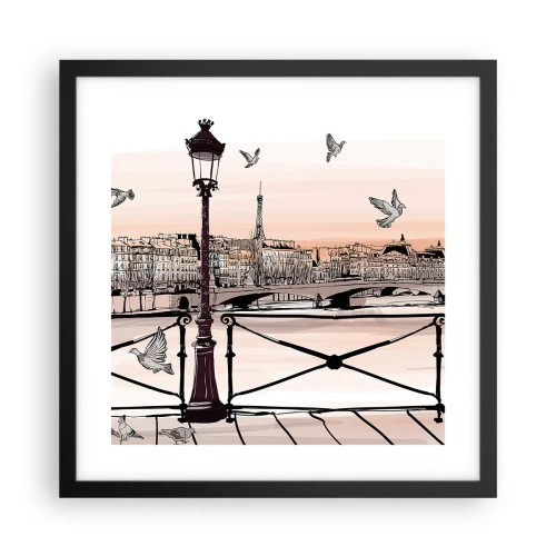 Affiche dans un cadre noir - Poster - Sur les toits de Paris - 40x40 cm