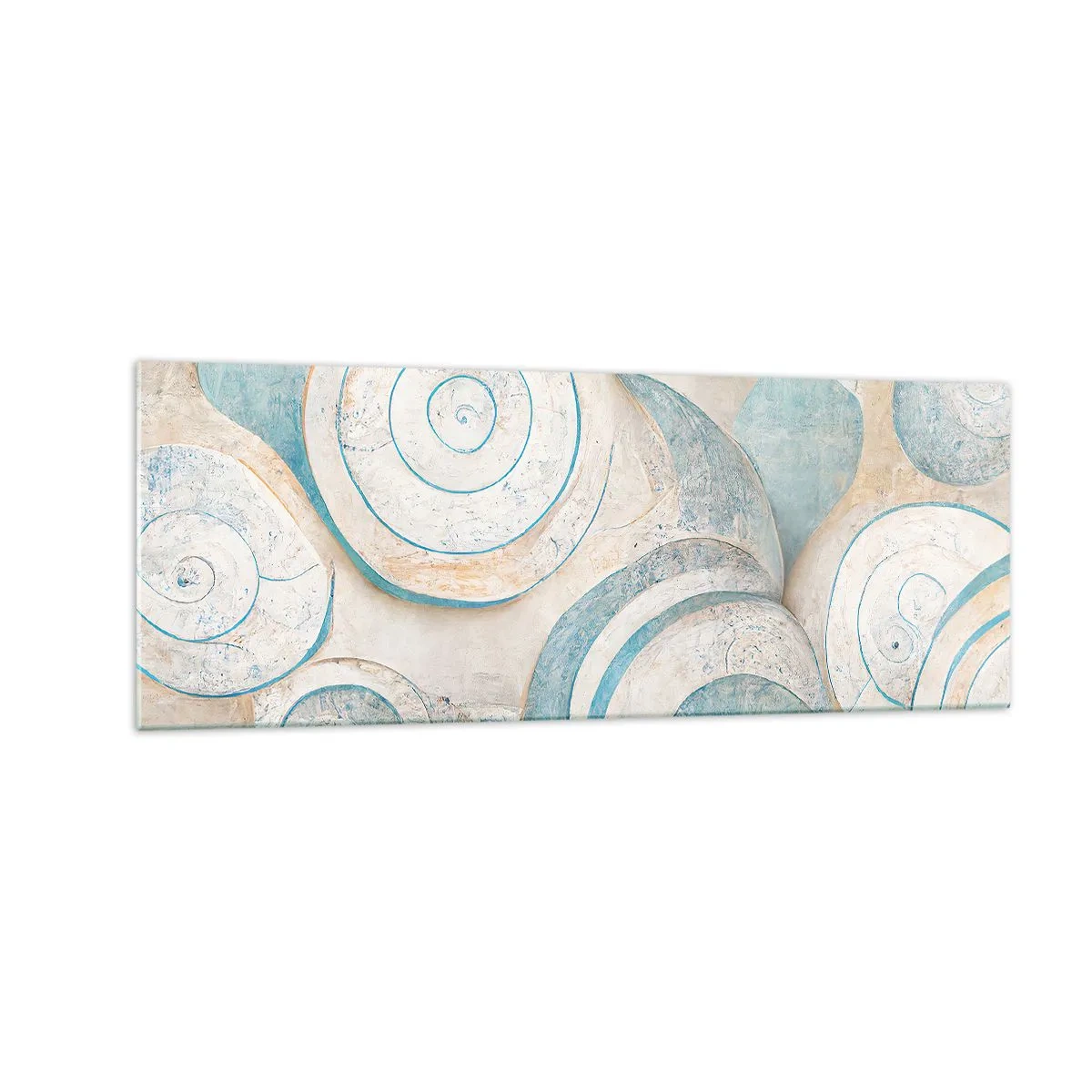 Impression sur verre - Image sur verre - Coquillages abstraits aux tons pastel - 140x50cm - Que cache la coque ? - Décoration murale moderne pour le salon et la chambre ARTTOR
