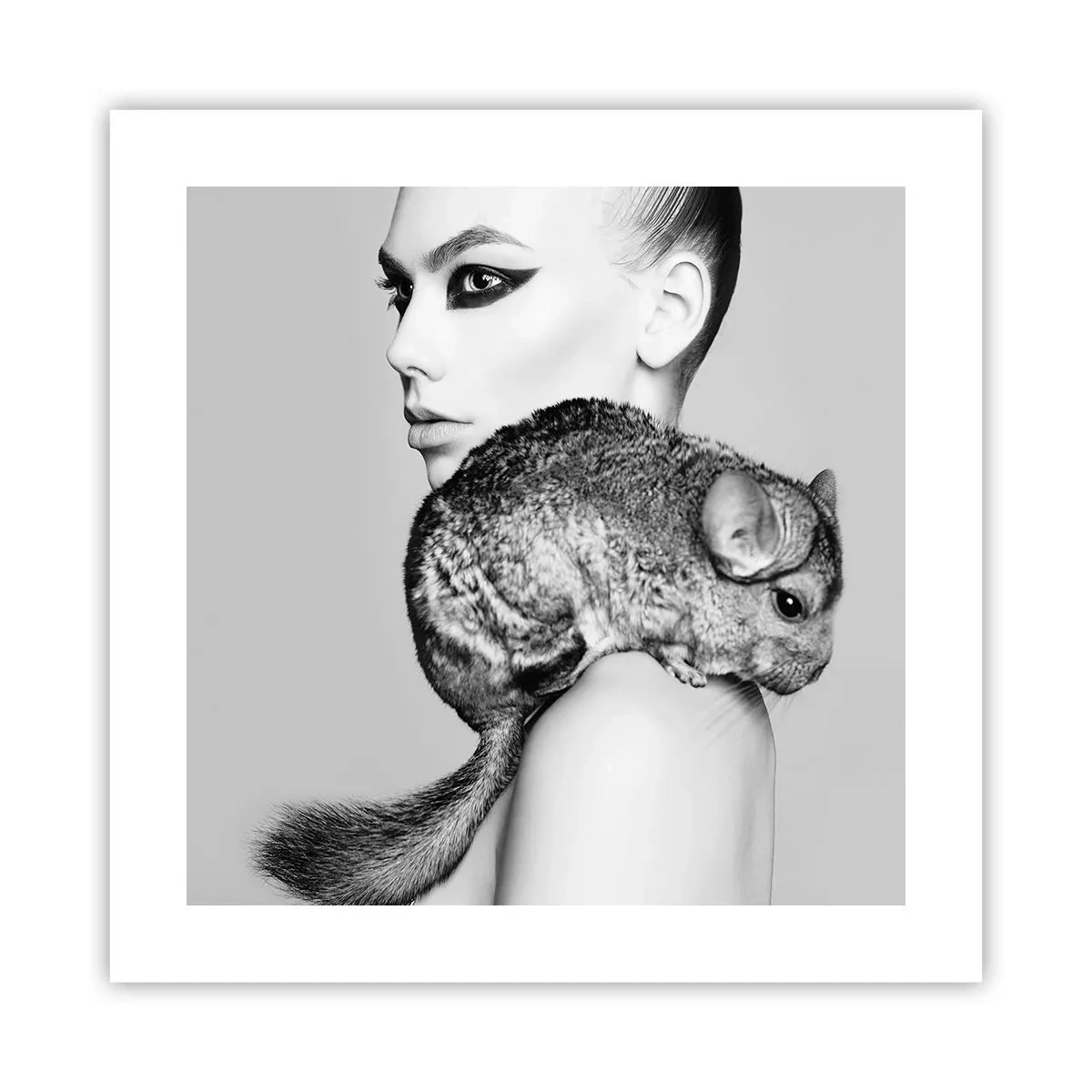 Affiche - Poster - Dame au chinchilla - 40x40 cm