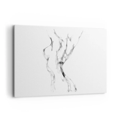 Impression sur toile - Image sur toile - Des lignes délicates et abstraites ressemblant à des traînées de fumée sur un fond clair - 120x80cm - Belle et forte - Décoration murale moderne pour le salon et la chambre ARTTOR