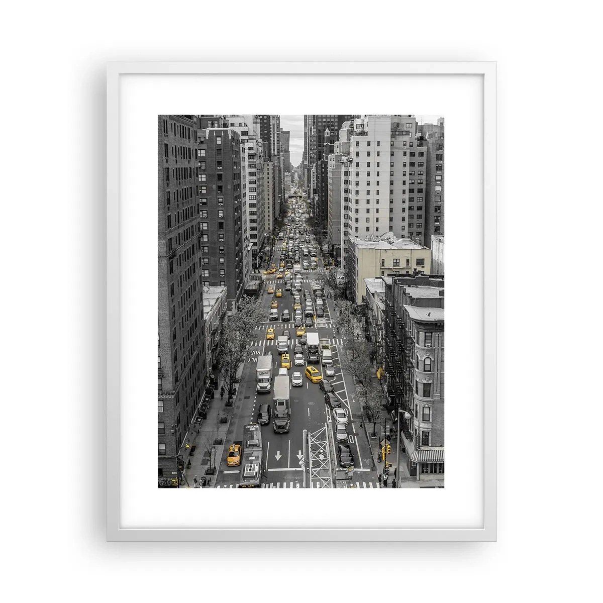 Affiche dans un cadre blanc - Poster - La vie new-yorkaise - 40x50 cm