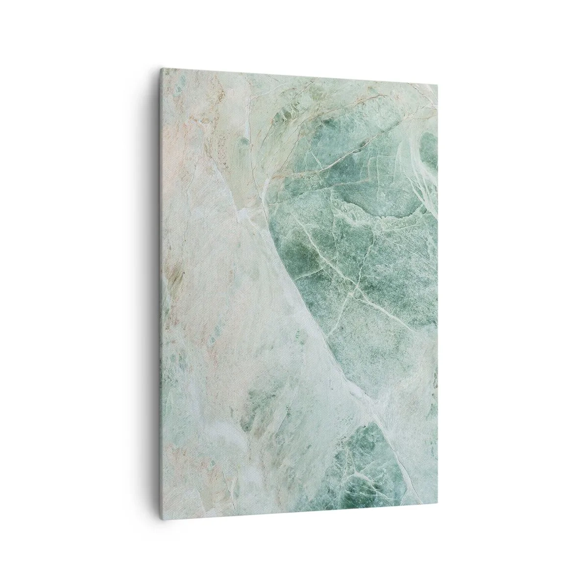 Impression sur toile - Image sur toile - Marbre vert aux délicates veines blanches - 70x100cm - La noble froideur de la pierre - Décoration murale moderne pour le salon et la chambre ARTTOR