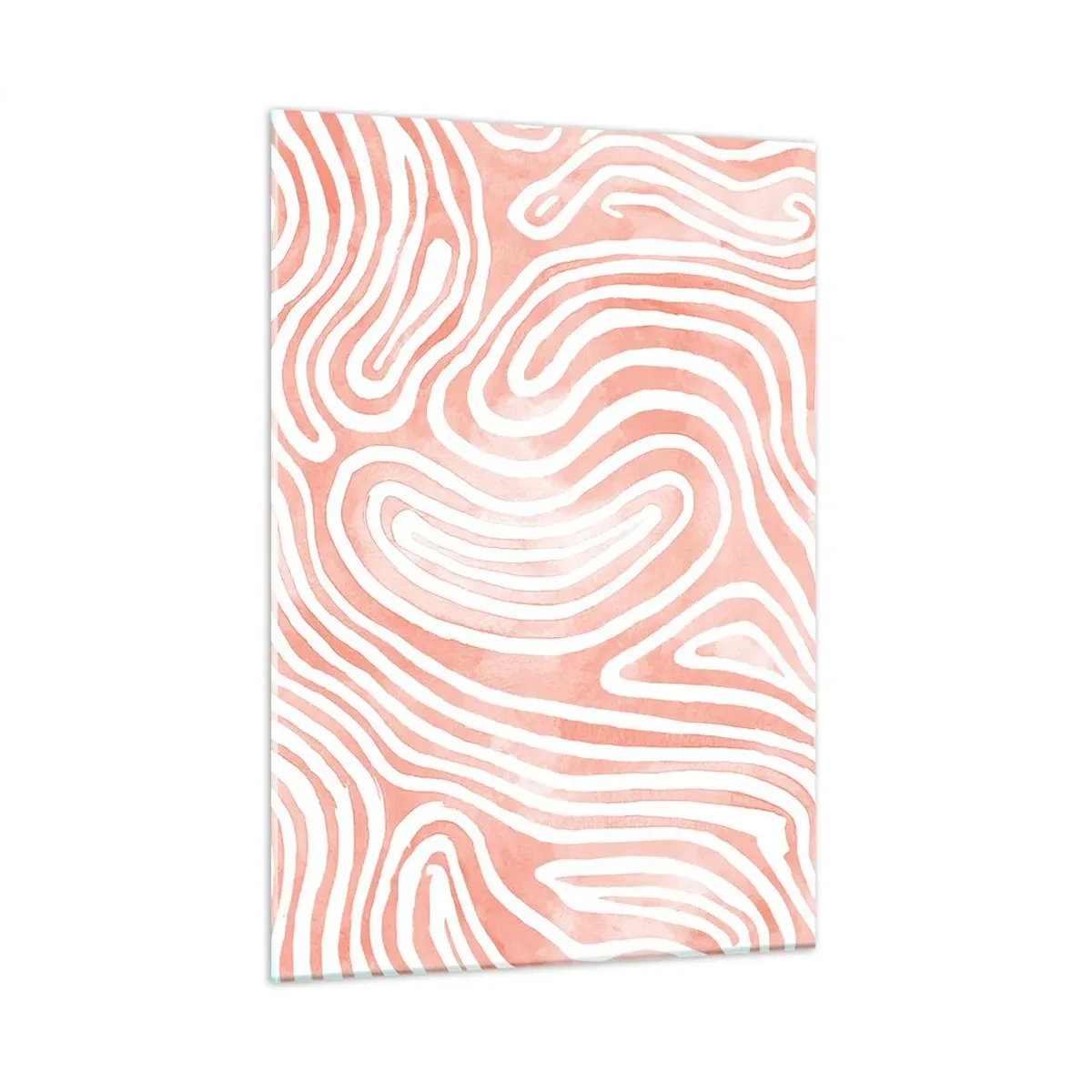 Impression sur verre - Image sur verre - Motif abstrait dans les tons blancs et corail - 50x70cm - Dans le labyrinthe de corail - Décoration murale moderne pour le salon et la chambre ARTTOR