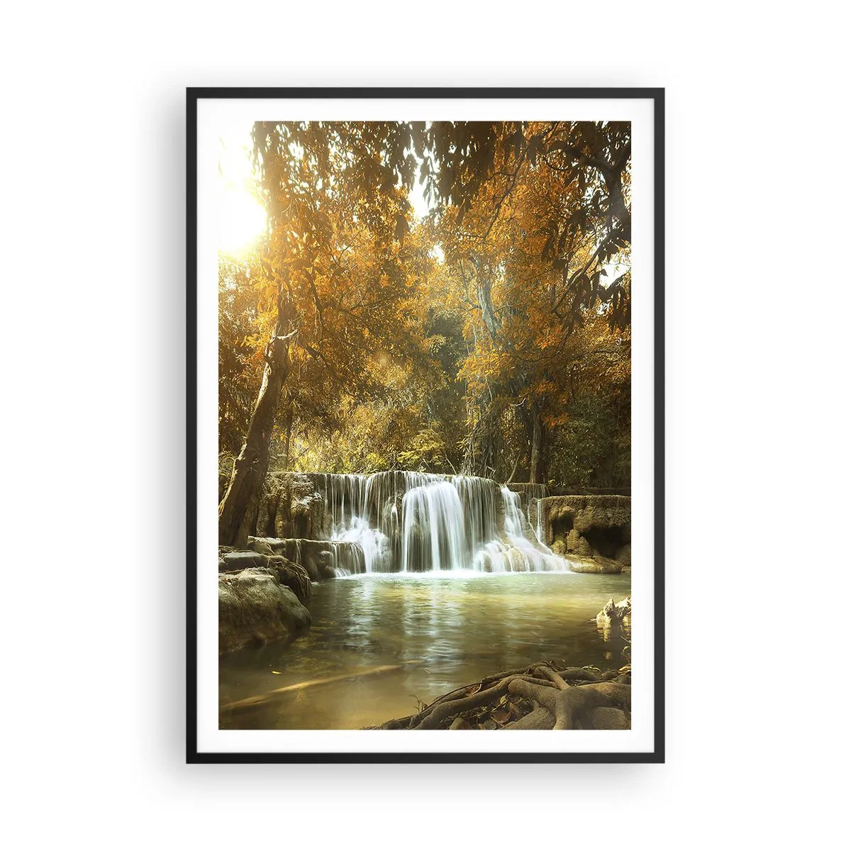 Affiche dans un cadre noir - Poster - Cascade du parc - 70x100 cm