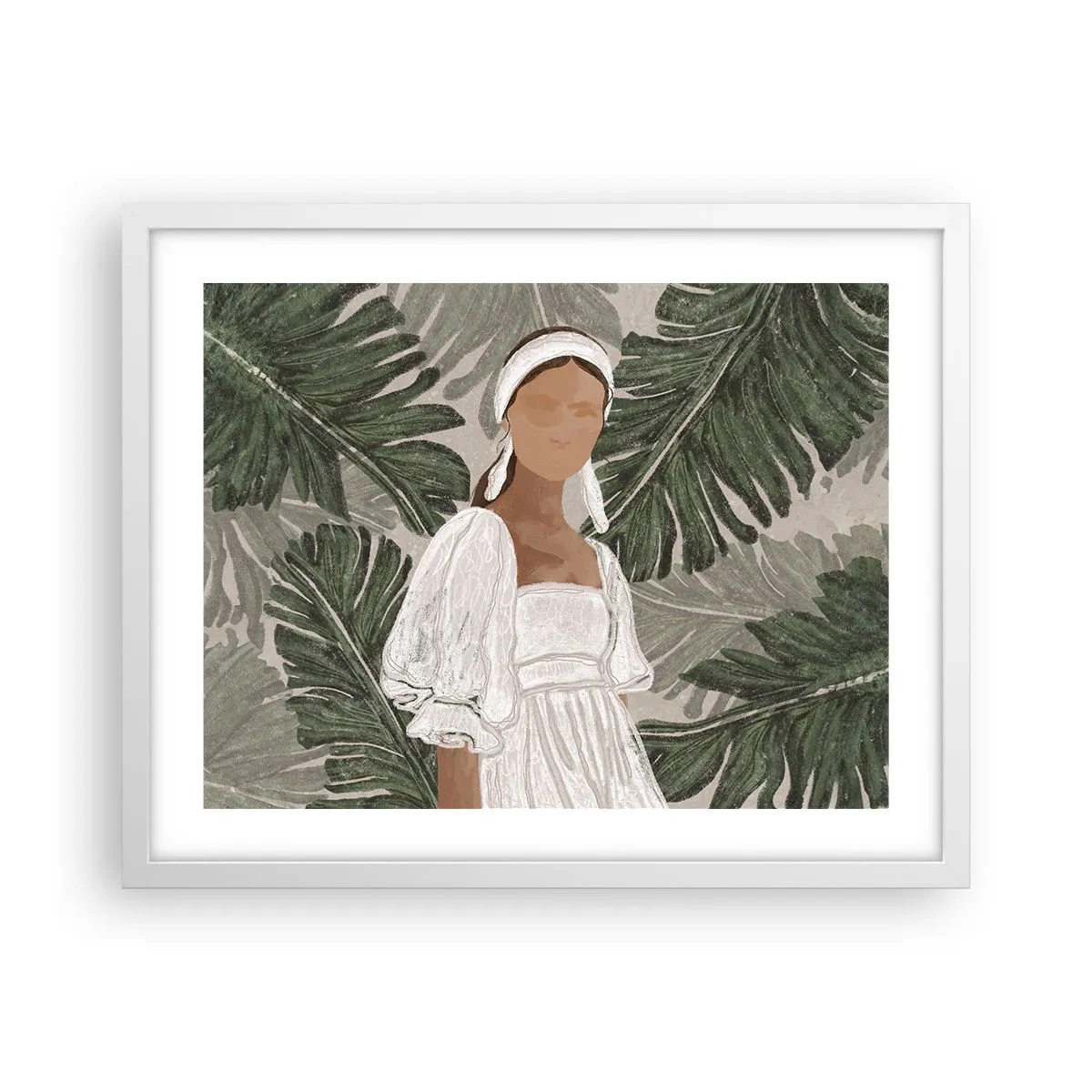 Affiche dans un cadre blanc - Poster - Portrait exotique - 50x40 cm