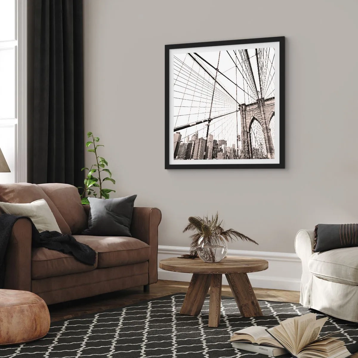 Affiche dans un cadre noir - Poster - Cathédrale New Yorkaise - 30x30 cm