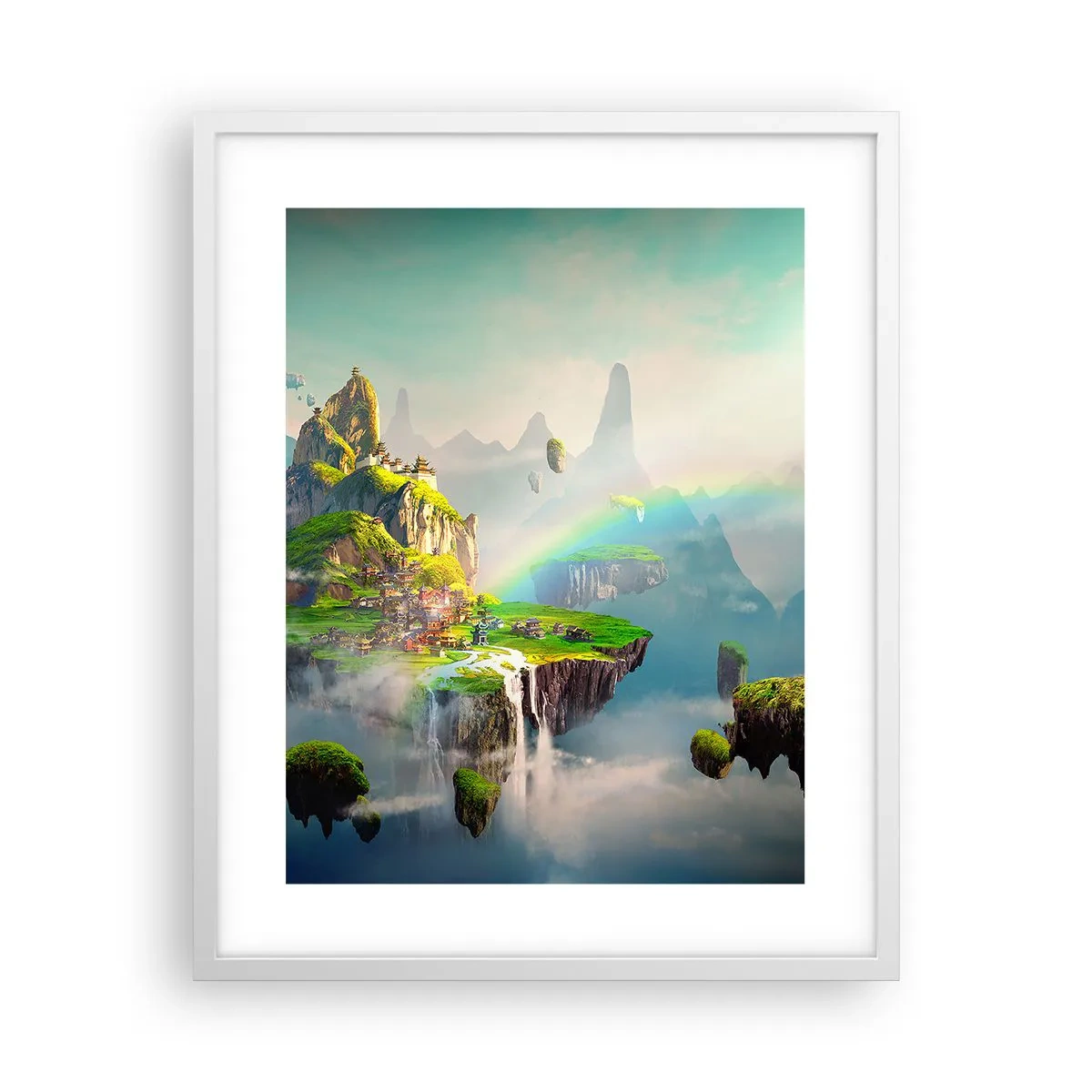 Affiche dans un cadre blanc - Poster - Au milieu des cieux - îles du bonheur - 40x50 cm