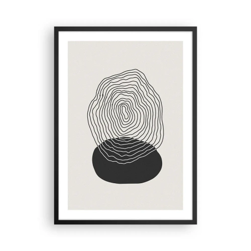 Affiche dans un cadre noir - Poster - Lignes noires créant une forme abstraite sur un fond clair - 50x70cm - Durabilité et oscillation - Décoration murale moderne pour le salon et la chambre ARTTOR