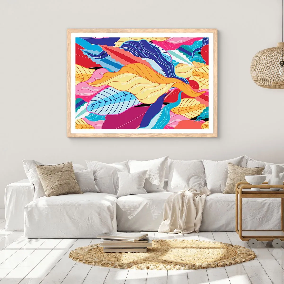 Affiche dans un chêne clair - Poster - Un désordre coloré - 100x70 cm