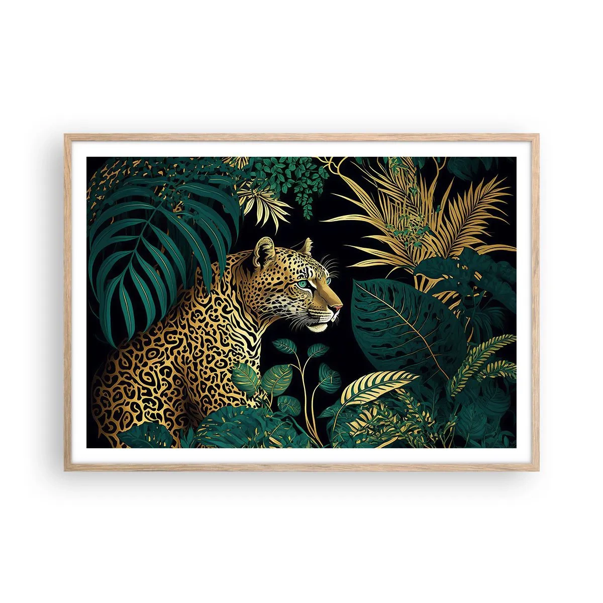 Affiche dans un chêne clair - Poster - Un hôte dans la jungle - 100x70 cm