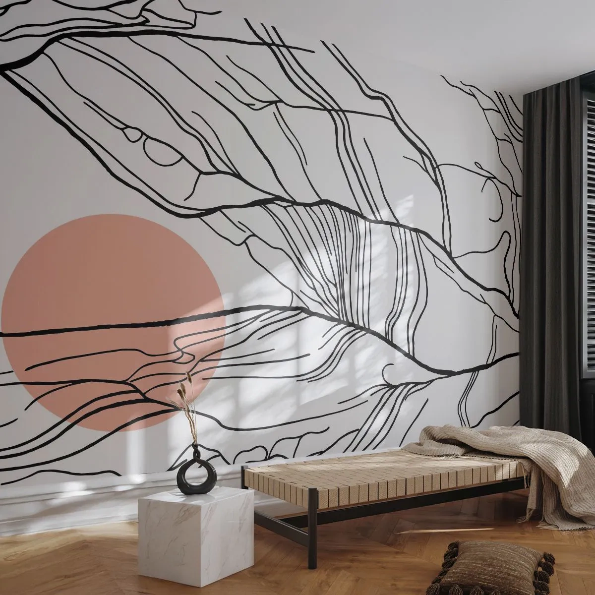 Papier Peint Photo Premium Sand - Dans un réseau de brindilles - Abstraction, Graphique, Conception - 350x256 cm