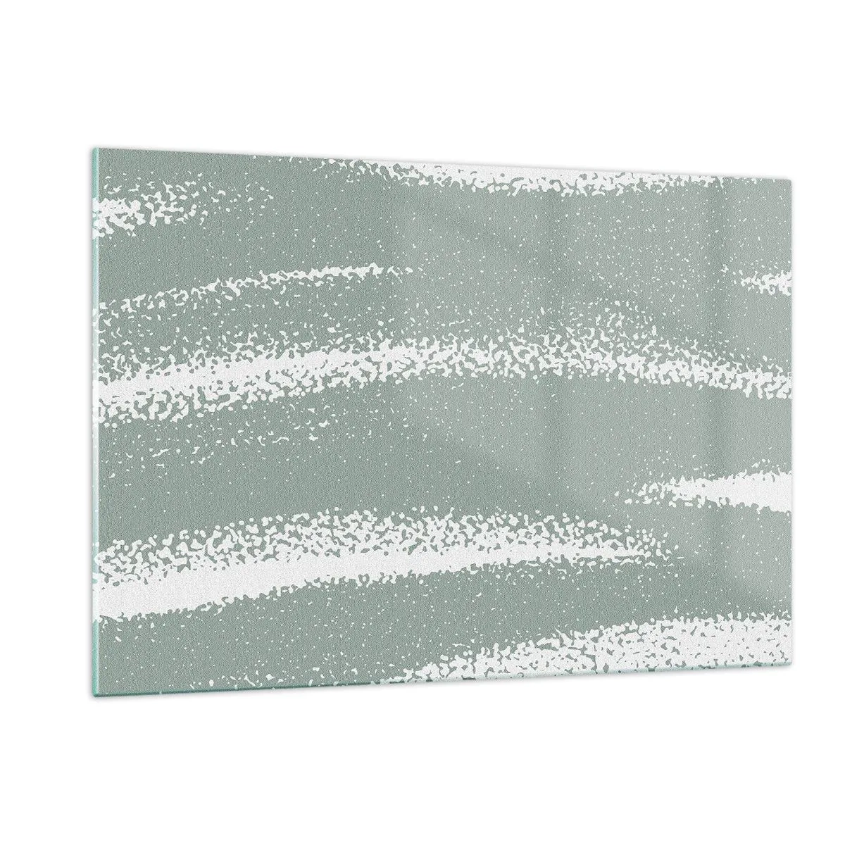 Impression sur verre - Image sur verre - Rayures blanches sur un fond vert frais - 120x80cm - Abstraction dans un climat hivernal - Décoration murale moderne pour le salon et la chambre ARTTOR
