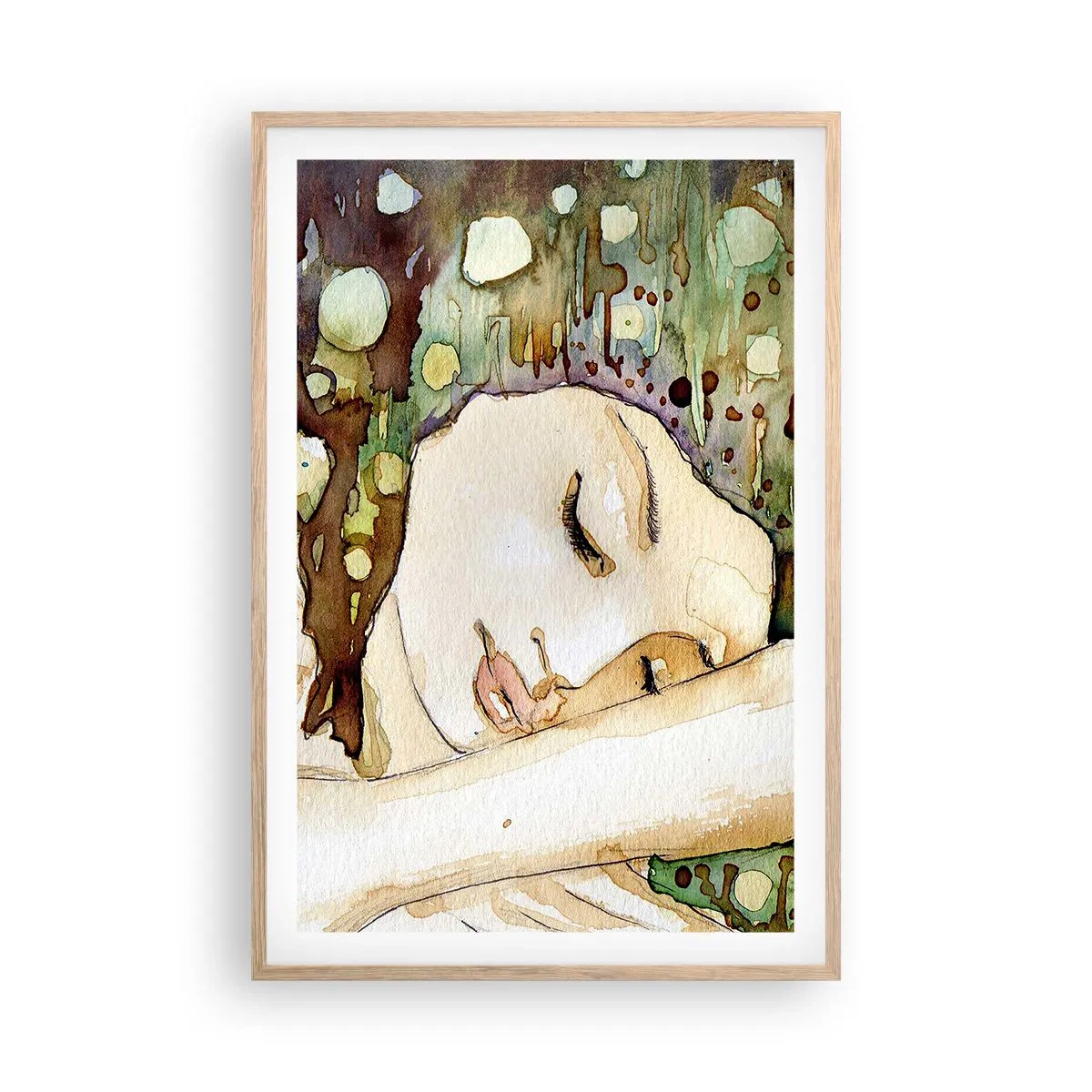 Affiche dans un chêne clair - Poster - Un rêve violet émeraude - 61x91 cm