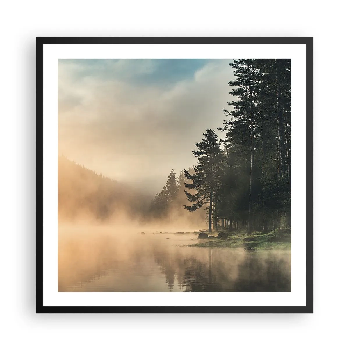 Affiche dans un cadre noir - Poster - Naissance du jour - 60x60 cm