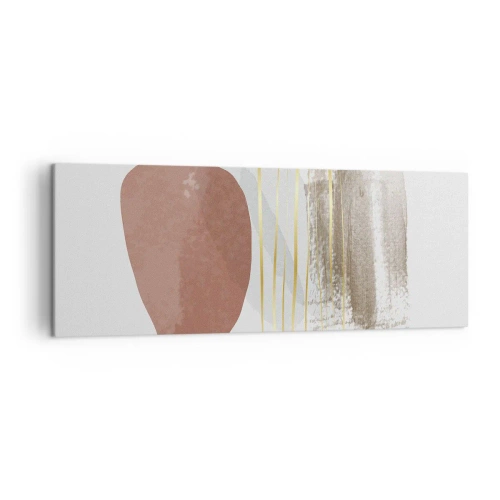 Impression sur toile - Image sur toile - Composition abstraite dans les tons beige et or - 140x50cm - Colonnade abstraite - Décoration murale moderne pour le salon et la chambre ARTTOR