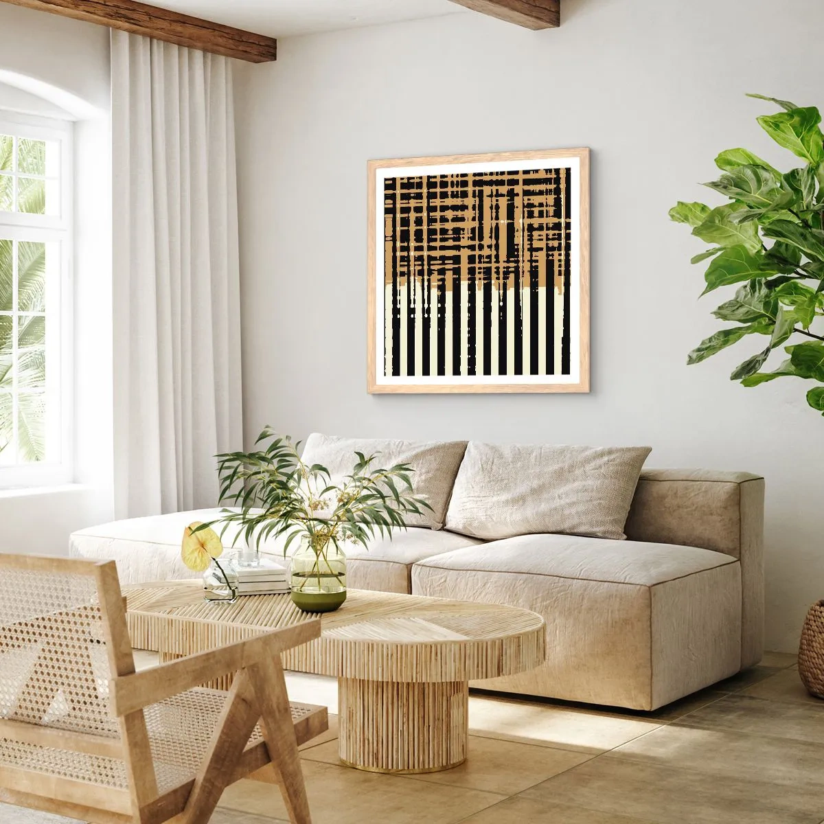 Affiche dans un chêne clair - Poster - Abstraction architecturale - 40x40 cm