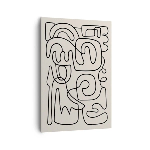 Impression sur toile - Image sur toile - Motif d'art linéaire abstrait en noir sur fond clair - 70x100cm - Suivez les indices - Décoration murale moderne pour le salon et la chambre ARTTOR