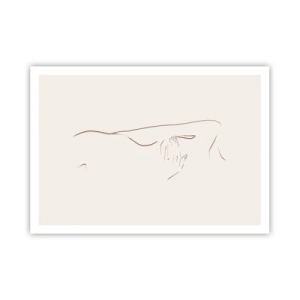 Affiche - Poster - Un dessin au trait subtil d'une silhouette sur un fond clair - 100x70cm - La forme du désir - Décoration murale moderne pour le salon et la chambre ARTTOR