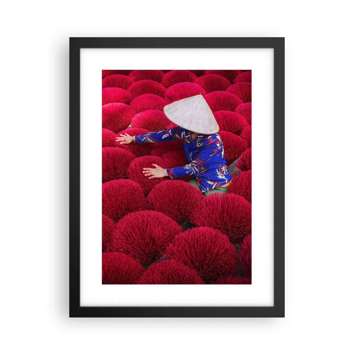 Affiche dans un cadre noir - Poster - Dans un champ de riz - 30x40 cm