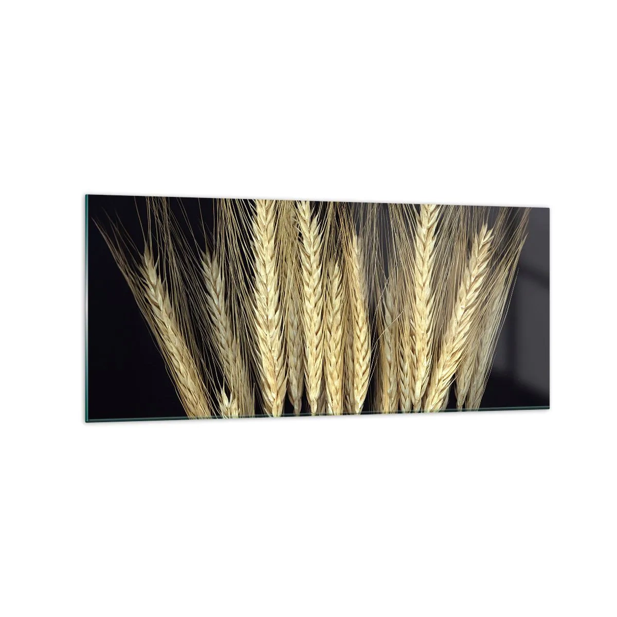 Impression sur verre - Image sur verre - Épis de blé sur fond noir dans un style rustique - 120x50cm - Magie rustique - Décoration murale moderne pour le salon et la chambre ARTTOR