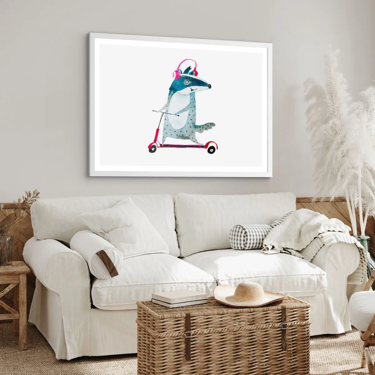 Affiche dans un cadre blanc - Poster - La joie du blaireau - 50x40 cm