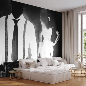 Papier Peint Photo Premium Canvas - Ambiance noire - Abstraction, Femme et Homme, Mode - 450x315 cm
