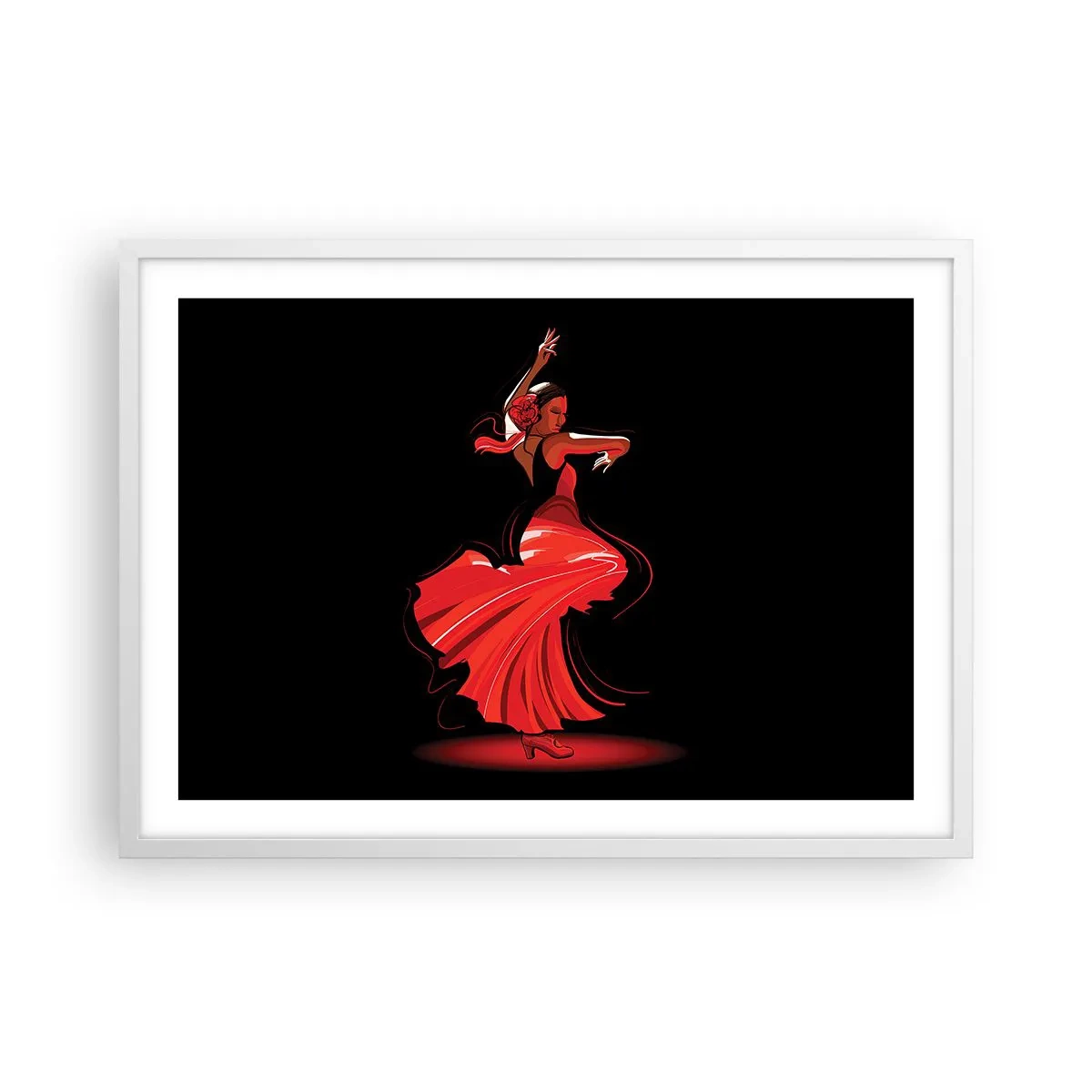 Affiche dans un cadre blanc - Poster - L'esprit fougueux du flamenco - 70x50 cm