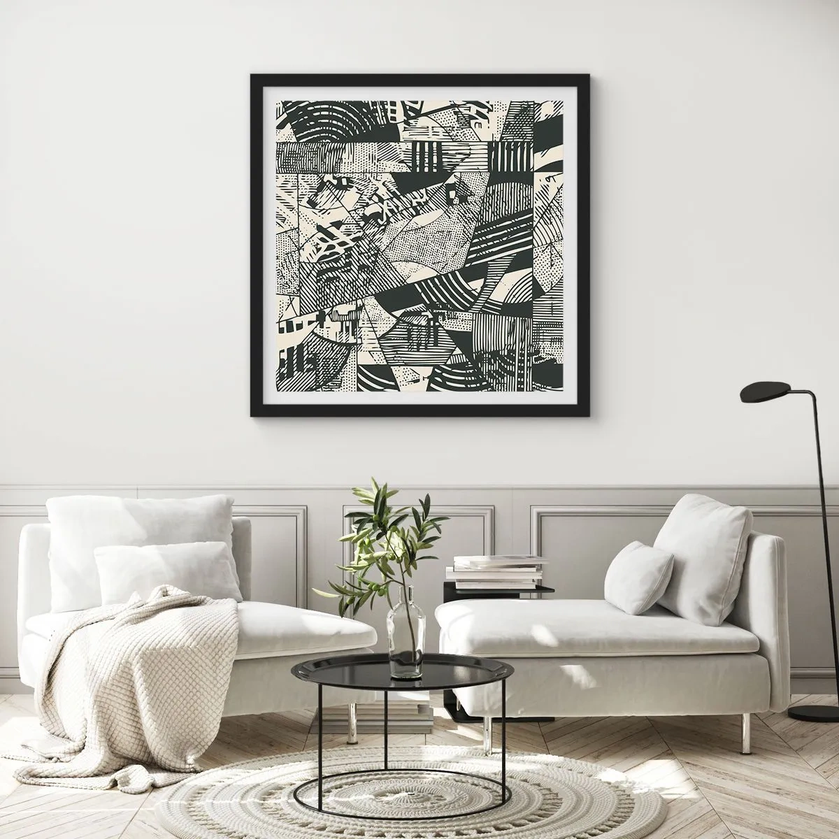 Affiche dans un cadre noir - Poster - Dynamique du modernisme - 40x40 cm