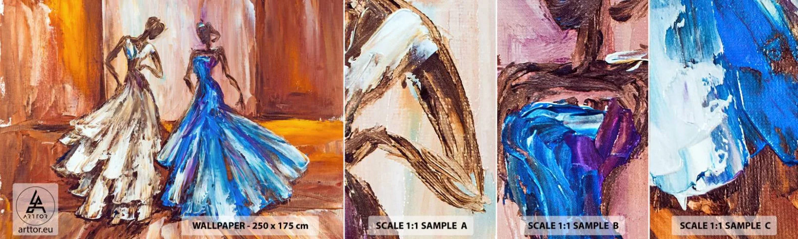 Échantillon De Papier Peint Standard Eco - Un duo reconnaissant - Femme, Robe de mariée, Mode - 100x30 cm