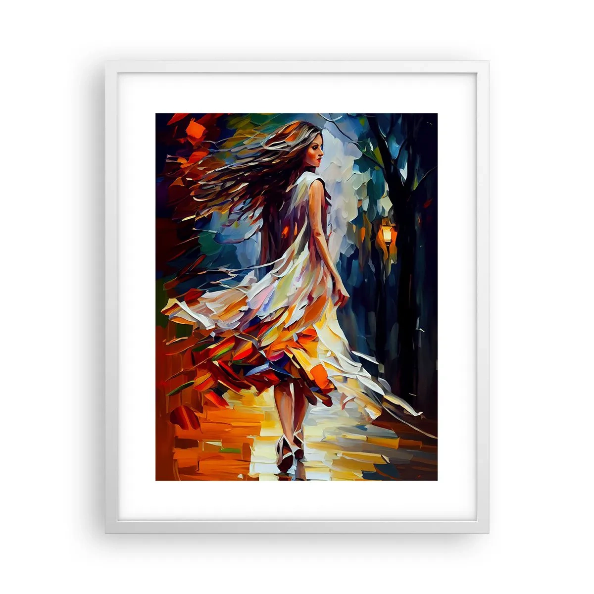 Affiche dans un cadre blanc - Poster - La fille d'automne - 40x50 cm