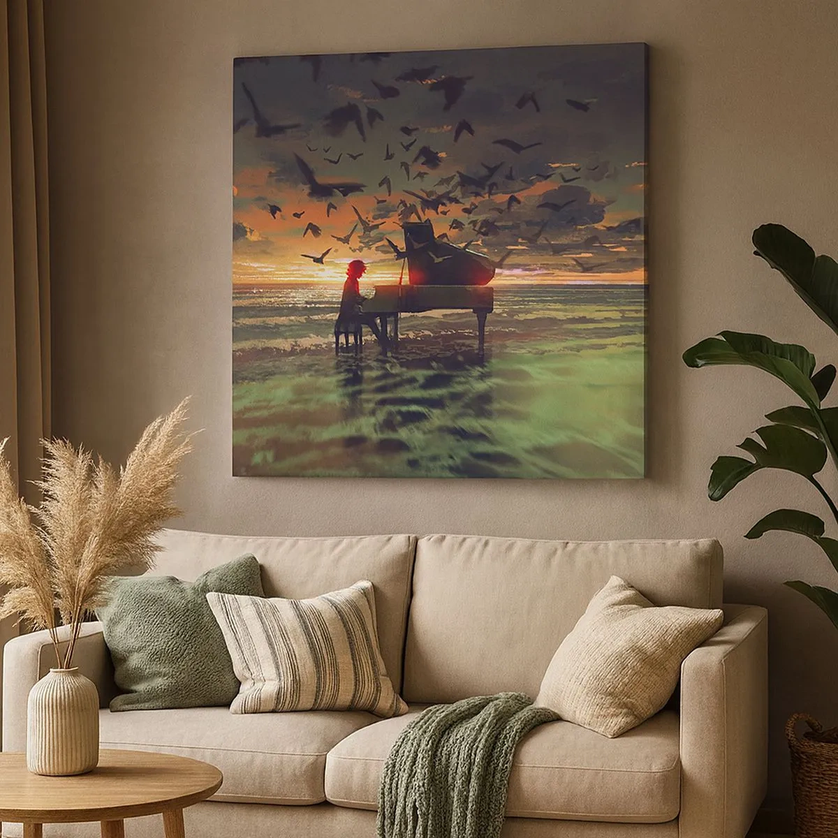 Impression sur toile - Image sur toile - Concert pour piano et vagues - 30x30 cm