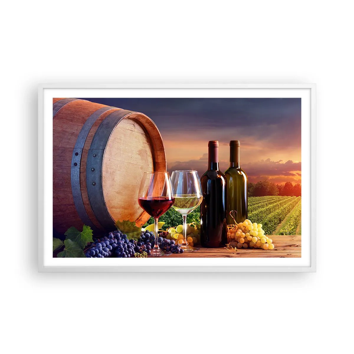 Affiche dans un cadre blanc - Poster - Ici la vie a du goût - 91x61 cm